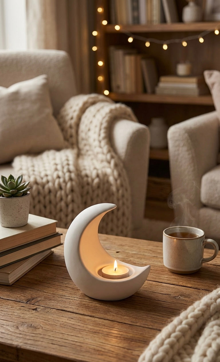 Bring a touch of serenity and style to your home with our handcrafted tea light holder, beautifully designed in a timeless moon shape. Carefully made with love and precision, this decorative candle holder creates a soft, ambient glow, filling any room with warmth and tranquility.
Amor Scent Co