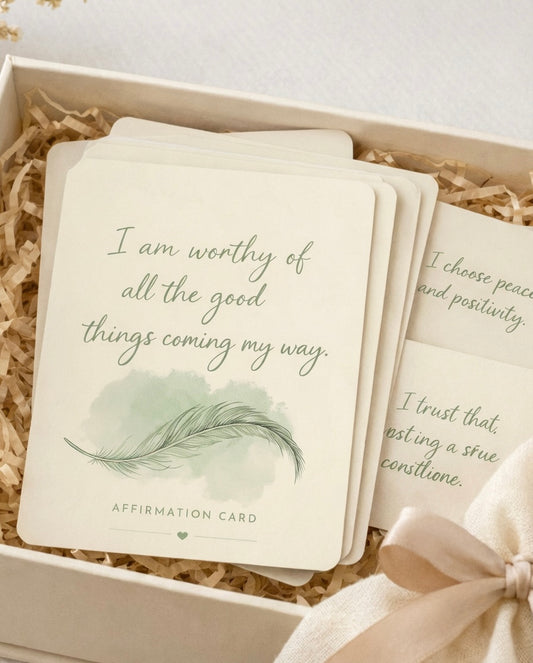 Nurture your mind and elevate your spirit with the Amor Scent Co. Daily Affirmation Deck. Designed to complement your favourite scents and moments of stillness, this deck offers a gentle reminder of your inner strength, worth, and peace.