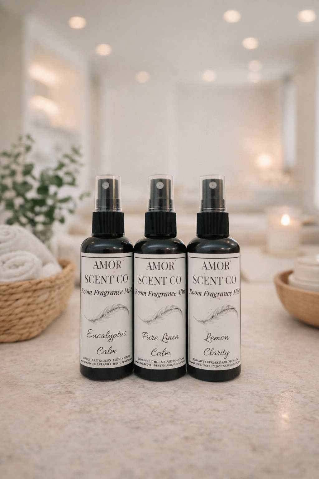 nstantly elevate the ambiance of your home with our Luxury Room Spray, designed to refresh any room with a quick spritz of your chosen fragrance. Crafted with high-quality, strong fragrance oils, this room spray ensures a long-lasting and elegant scent experience. Amor Scent Co. Fragrance scent aroma.